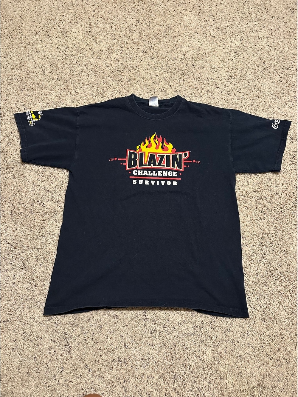 Gildan Black Blazin' Challenge Survivor Graphic T-Shirt Large